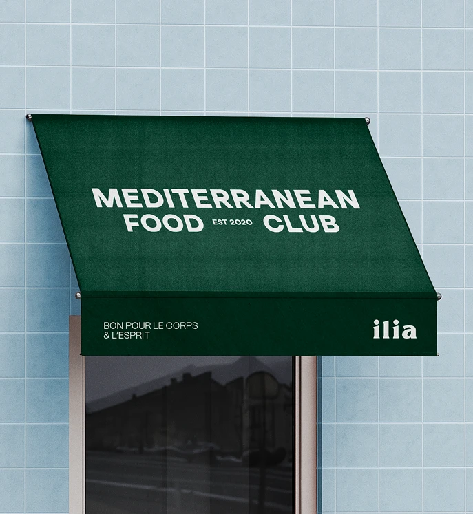 Enseigne Mediterranean Food Club, refonte de branding pour Ilia par Itada Studio